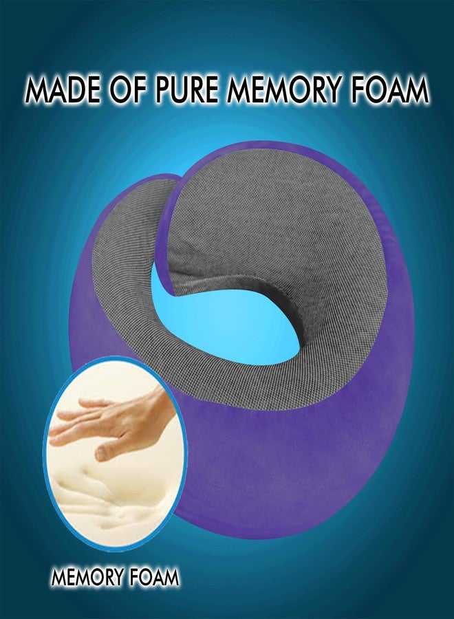 GREELI Premium Memory Foam Neck Pillow for Travel, Compact & Portable Airplane Travel Pillow Combo with Soft Eye Mask and Carry Bag. (Lavender) - Image 2